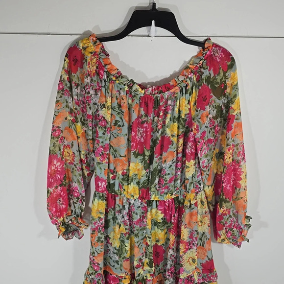 {LC Lauren Conrad} Off-the-Shoulder Midi Dress in Floral Print - Size Medium - Picture 5 of 15